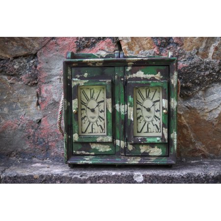 De Kulture Handcrafted Reclaimed Brick Mould Dual Dial Vintage Wall Hanging Clock Collectible Timepieces, 32 CMS Diameter