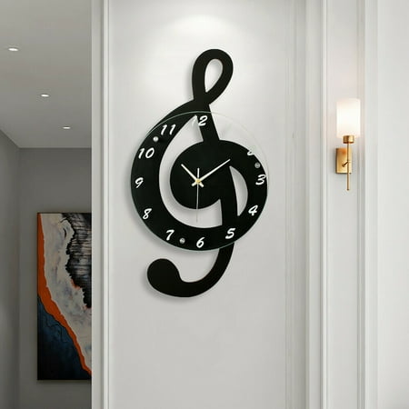 DENEST Musical Note Electronic Wall Clock Silent Quartz Clock Home decor