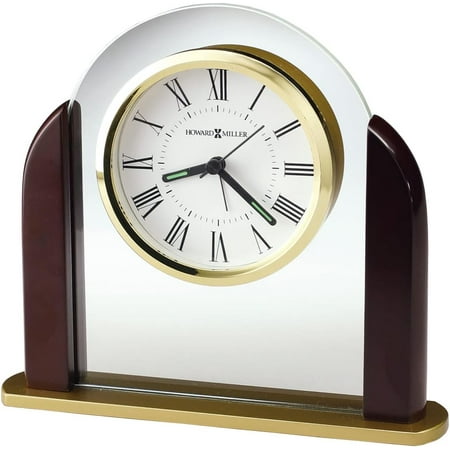 Derrick Table Clock 645-602 ? Modern Glass Arch Home with Quartz Alarm Movement