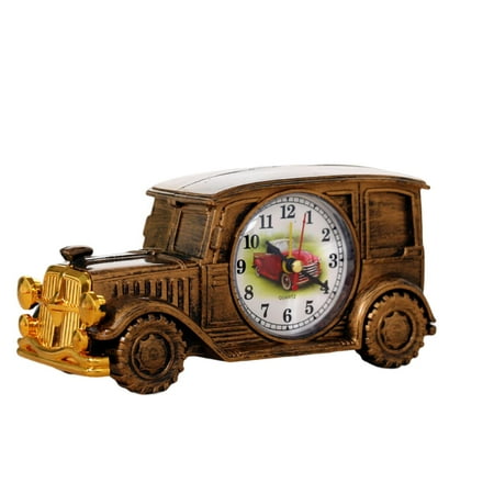 Desheus Alarm Clock Retro Big Numbers Digital Pointer Time Display Plastic Vintage Car Shape Desktop Antique Clock Home Decor for Bedroom