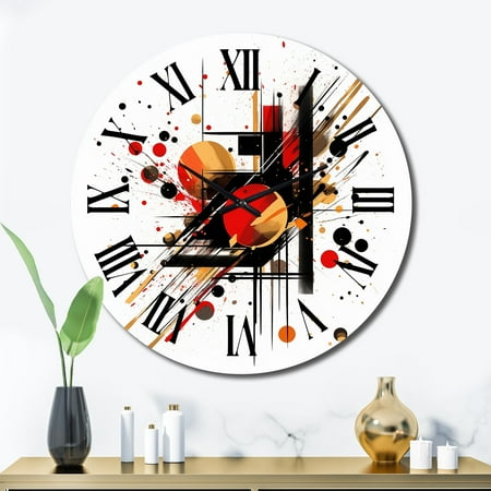 Designart Abstract Symphony in Red and Black II Abstract Oversized Wall Clock