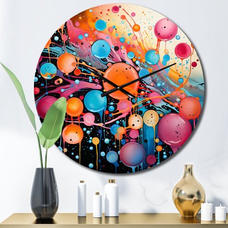 Designart Assembling Neon II Abstract Collages Oversized Wall Clock