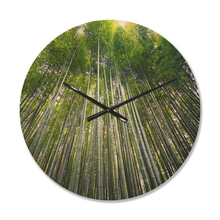 Designart 'Bamboo Tree Forest of Kyoto Japan' Rustic Wood Wall Clock