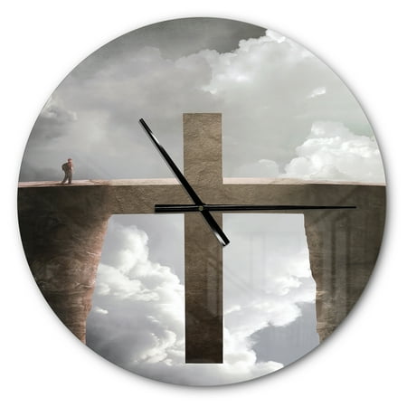 Designart 'Big Cross between Two Cliffs ' Modern wall clock