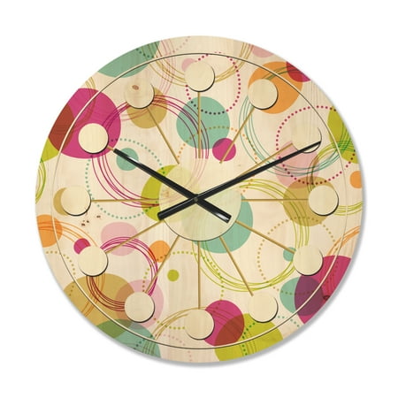 Designart 'Circular Design Retro Pattern II' Mid-Century Modern Wood Wall Clock