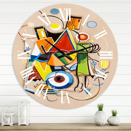 Designart 'Colored Geometric Abstract Compositions I' Modern Wall Clock