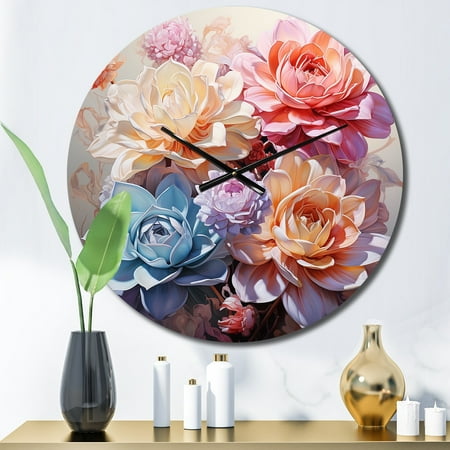 Designart Colorful Succulent love expression II Floral Oversized Wall Clock