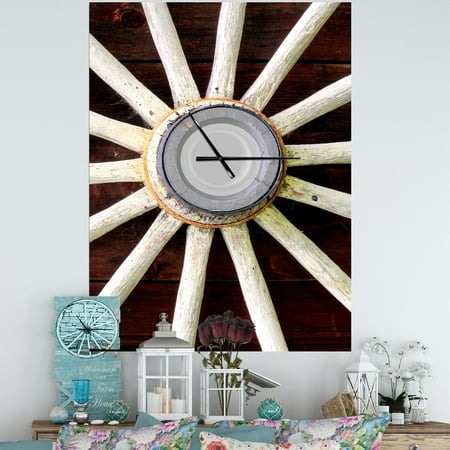 Designart 'Country Wagon Wheel on Wooden Wall Clock' Farmhouse Wall Clock