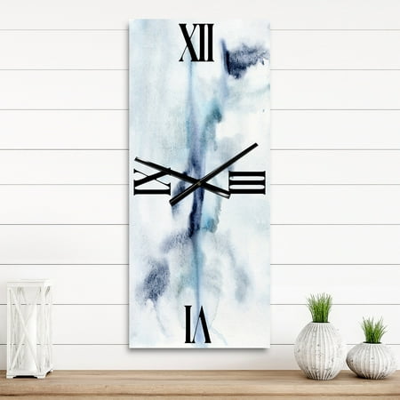 DESIGN ART Designart 'Abstract Of Dark Blue Clouds V' Modern Metal Wall Clock 12 in. Wide x 28 in. High