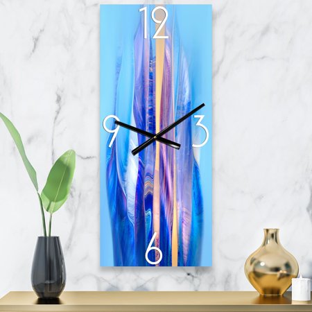 DESIGN ART Designart 'Colorful Twisted Wavy Shape In Motion I' Modern Large Wall Clock 12 in. Wide x 28 in. High