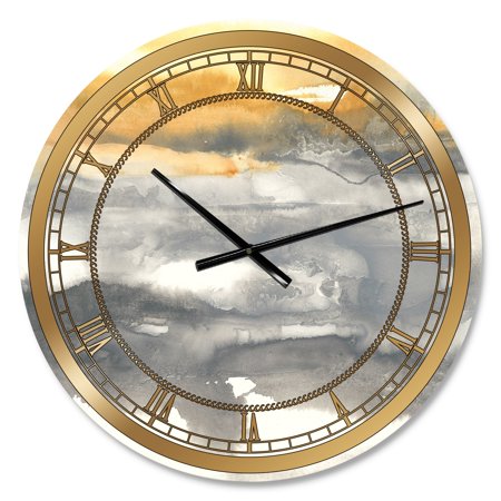 DESIGN ART Designart 'Gold Glamour Direction II' Glam Large Wall CLock 16 in. wide x 16 in. high