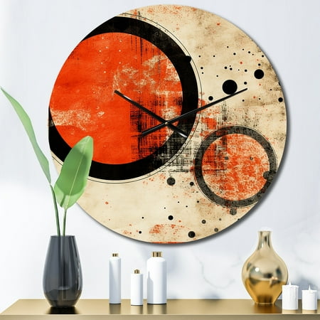 DESIGN ART Designart Inner Knowing Retro Circle Art I Modern Midcentury Oversized Wall Clock 23 In. Wide x 23 In. High