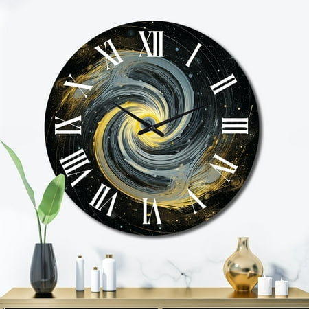 DESIGN ART Designart Space Light Orbiting A Black Hole I Space Oversized Wall Clock 36 In. Wide x 36 In. High