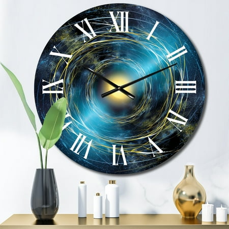 DESIGN ART Designart Space Light Orbiting A Black Hole IV Space Oversized Wall Clock 23 In. Wide x 23 In. High