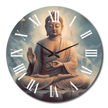 DESIGN ART Designart Statue Of Buddha Buddhism Oversized Wall Clock 36 In. Wide x 36 In. High