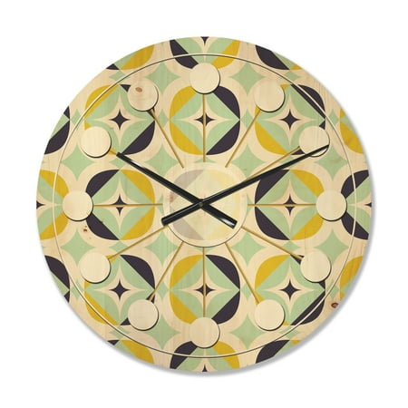 Designart 'Diamond Retro Pattern V' Mid-Century Modern Wood Wall Clock