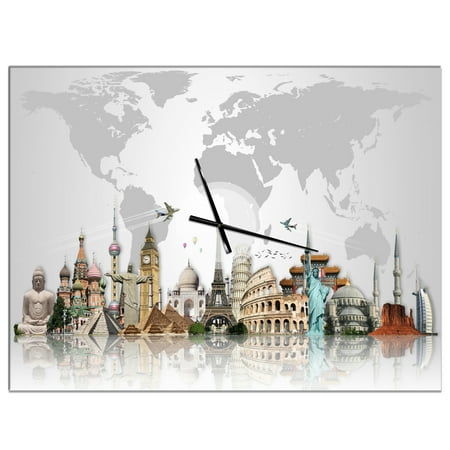 Designart 'Famous Monuments Across World' Modern Wall Clock