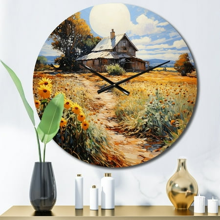 Designart Farmhouse Sunlit Haven Painting I Farmhouse Oversized Wall Clock