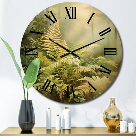 Designart Ferns love expression VII Floral Oversized Wall Clock