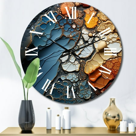 Designart Fluid Movements Blue Orange Expression Abstract Shapes Oversized Wall Clock