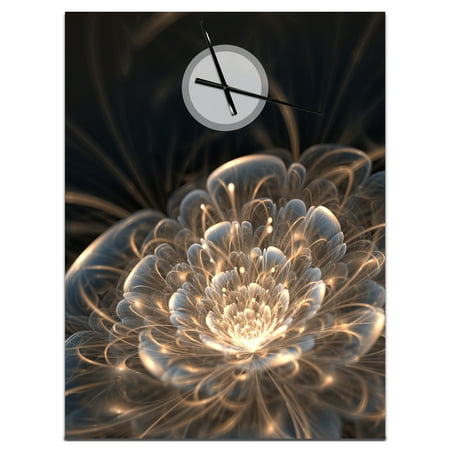 Designart 'Fractal Flower with Golden Rays' Modern Wall Clock