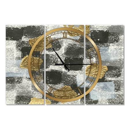 Designart 'Gold Glamour Squares I' Modern Wall Clock