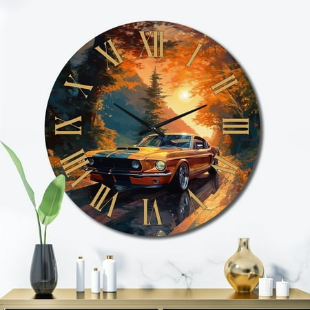 Designart Late Drives in a Muscle Car I Muscle Car Oversized Wall Clock