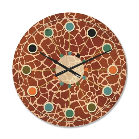 Designart 'Leopard Fur Safari Pattern I' Mid-Century Modern Wood Wall Clock