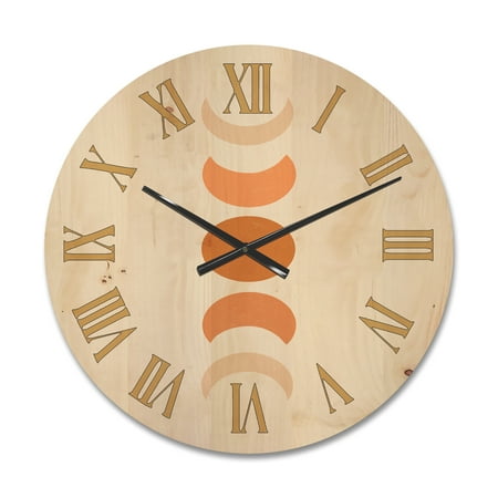 Designart 'Minimalist Different Moon Phases' Modern Wood Wall Clock