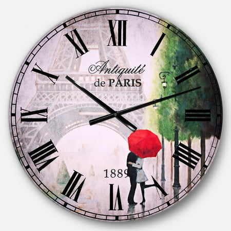 Designart Oversized Purple Analog Round Country French Modern Wall Clocks, CLM31131-C23