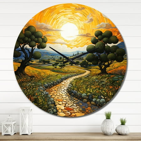 Designart Post-Impressionist Olive Haven Vangogh Oversized Wall Clock