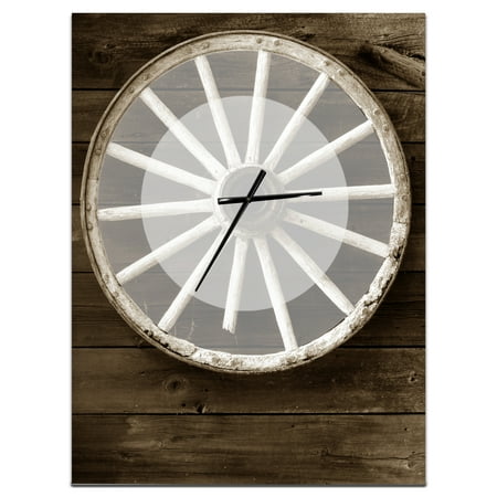 Designart 'Sepia Country Wagon Wheel Clock' Farmhouse Wall Clock