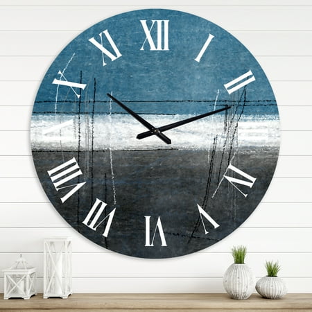 Designart 'Teal Meets Grey Abstract Art' Modern Wall Clock