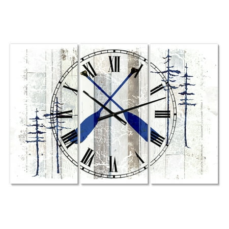 Designart 'The Blue Moose - Oars' Oversized Cottage Wall Clock