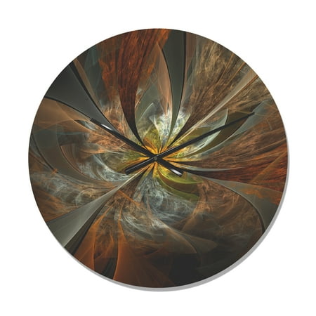 Designart 'Yellow Symmetrical Fractal Flower' Modern Wood Wall Clock