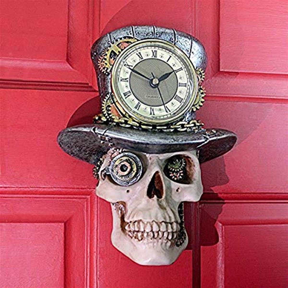 Design Toscano Steampunk MAD Hatter Skull Clock