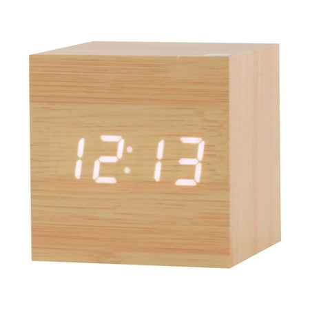 Desk Accessories,Desk Toys, Wood Clock Creative Electronic Clock Square Digital Clock Mini Alarm Clock Bedside Clock