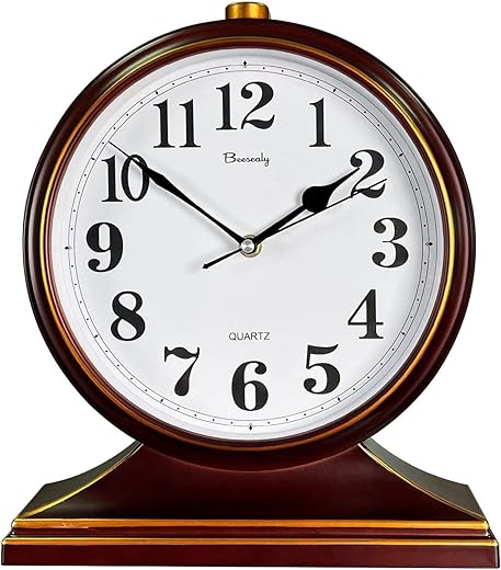 Desk Clocks for Table Decor,Retro Mantel Clock Battery Operated for Fireplace Mantel, Living Room,Bedroom,Office,Desktop Decoration (Frosted Style)