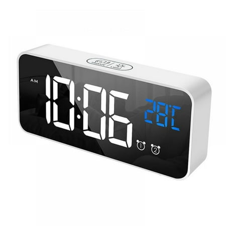 Desk Digital Clock Alarm Clock with USB Charger - Memory Function, No Need to Reset After Power Failure - LED Music Clock