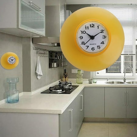 Deyuer Waterproof Bathroom Kitchen Round Suction Cup Refrigerator Wall Clock Decoration