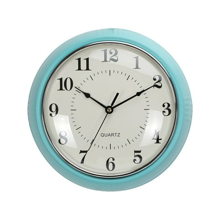 Dianopex Household Essentials Instruments Retro Round Turquoise Metal Analog Wall Clock