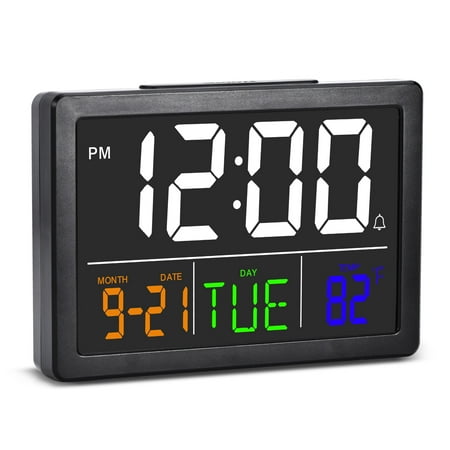 Digital Alarm Clock for Bedroom, 5.5 Larger Display LED Alarm Clock & Date and Time Digital Clock with Temperature,12/24H,Snooze,6 Adjustable Brightness for Living Room Home Office