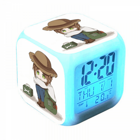 Digital Alarm Clock for Kids, Cartoon Game Pattern 7 LED Color Changing Wake Up Clock with Thermometer Function and Night Light, Gift for Boys Girls A93-880