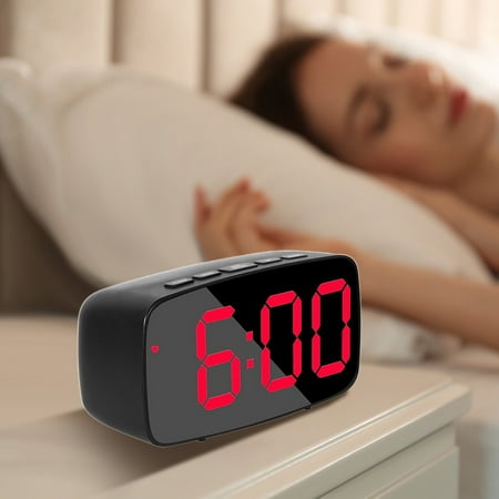 Digital Alarm Clock, LED Clock for Bedroom, Electronic Desktop Clock with Temperature Display, Adjustable Brightness, 12/24H Display for Home-C&4.72*2.36*1.57inch