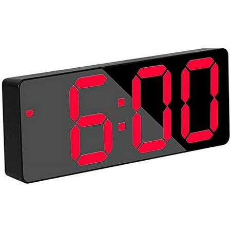 Digital Alarm Clock,LED Clock Large Display,12/24H,Modern Electronic Clock for Bedroom Home Living Room Office - Red