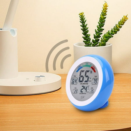 Digital Alarm Clock Qwtwty New Round Touchs Screen Temperatures Hygrometer with Clock Alarm Clock Household Thermometers Electronic Temperature And Humidity On Clearance