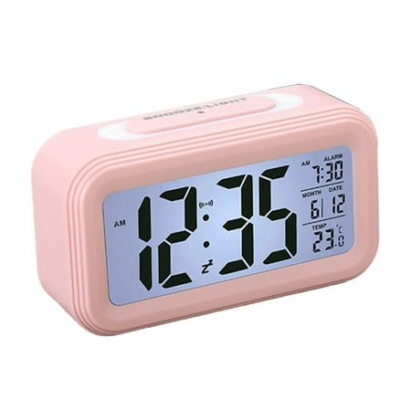 Digital Alarm Clock Radio, Alarm Clocks for Bedrooms, Dual Alarm Clock Radios for Bedroom, Easy Snooze and Large LED Display - Pink