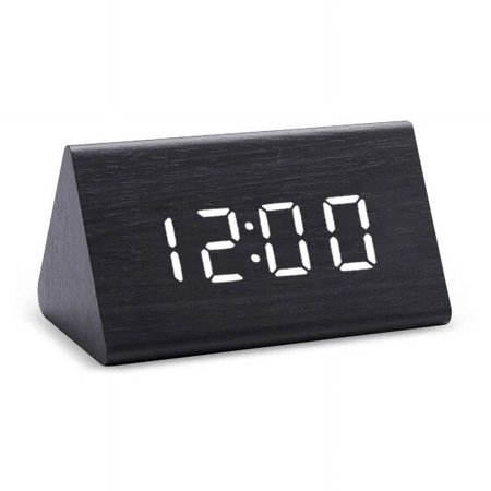 Digital Clock LED Wooden Alarm Clock Table Sound Control Electronic Clocks Desktop USB/AAA Powered Desperadoes Home Table Decor s-black white