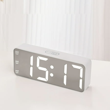 Digital Clock Qwtwty Bedside Clock Mirror Clock Multifunction Clock with Temperature Display LED Clock Large Font Bedside Alarm Clock with Date Display On Clearance