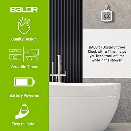 Digital Shower Clock with Timer - Waterproof Shower Timer for Kids and Adults - Perfect Bathroom Clock That Displays Time and Temperature - Battery Operated Digital Clock and Waterpror